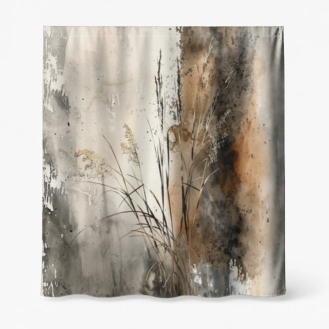 Badeforhæng / Bruseforhæng træ brun orange wabi sabi