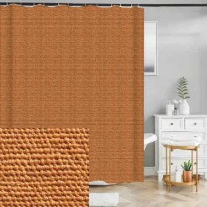 Badeforhæng med tæt flettet struktur i varme karamelbrune nuancer