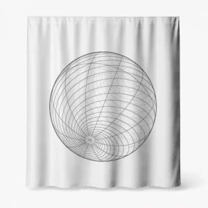 Badeforhæng med sfærisk spiral – matematisk Science design med spiralbane omkring en kugle